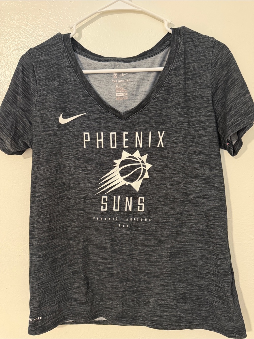 Nike Phoenix Suns Heather Charcoal V-Neck Tee